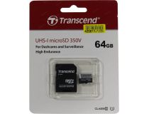 Transcend TS64GUSD350V microSDXC Memory Card 64Gb UHS-I U1 + microSD-- SD Adapter