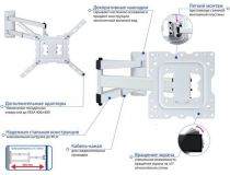 Kromax DIX-18W White, Универсальное поворотное крепление (VESA100-400, 40кг)