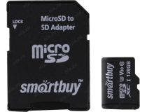 SmartBuy SB128GBSDCL10U3-01 microSDXC Memory Card 128Gb UHS-I U3 V30 + microSD-- SD Adapter