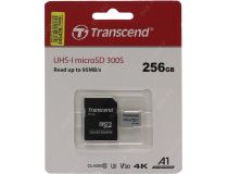 Transcend TS256GUSD300S-A microSDXC Memory Card 256Gb UHS-I U3 V30 + microSD-- SD Adapter