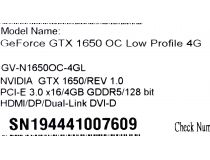 4Gb PCI-E GDDR5 GIGABYTE GV-N1650OC-4GL (RTL) DVI+HDMI+DP GeForce GTX1650 