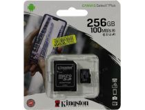Kingston SDCS2/256GB microSDXC Memory Card 256Gb A1 V30 UHS-I U3 + microSD-- SD Adapter