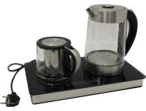 Kitfort KT-635 Чайный набор (чайник 1.7л + заварник 0.8л с терморегулятором, 2200 Вт, стеклянные)