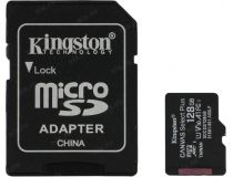 Kingston SDCS2/128GB microSDXC Memory Card 128Gb A1 V10 UHS-I U1 + microSD-- SD Adapter