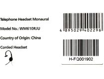 Наушник с микрофоном Accutone WM610RJU универсальная гарнитура для тел. Аппарата (RJ9 4P4C)