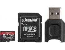 Kingston MLPMR2/128GB microSDXC Memory Card 128Gb V90 A1 UHS-II U3 + microSD-- SD Adapter+Card Reader