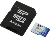 Silicon Power SP064GBSTXDU3V20AB microSDXC Memory Card 64Gb UHS-I U3 V30 + microSD-- SD Adapter