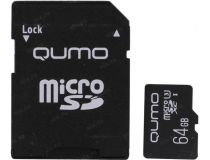 Qumo QM64GMICSDXC10U3 microSDXC 64Gb Class10 UHS-I U3 + microSD-- SD Adapter