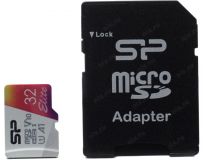 Silicon Power SP032GBSTHBV1V20SP microSDHC Memory Card 32Gb UHS-I U1 V10 + microSD-- SD Adapter