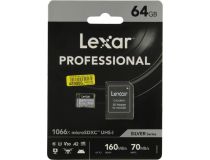 Lexar LMS1066064G-BNANG microSDXC Memory Card 64Gb Class10 V30 UHS-I U3 + microSD-- SD Adapter