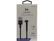 HARPER STCH-390 Black Кабель USB2.0 AM-- micro-B Г-образный 1м