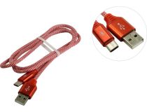 Smartbuy iK-3112NS Red Кабель USB2.0 AM-- USB-C 1м