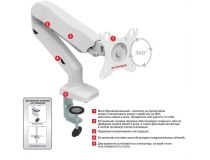 ArmMedia LCD-T21W White настольный кронштейн (VESA75/100, 2-6.5кг)