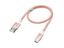Greenconnect GCR-52509 QC Кабель 1.0m, TypeC, быстрая зарядка, розовый нейлон, AL корпус розовый, белый ПВХ, 28/24 AWG