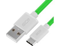 Greenconnect GCR-52494 QC Кабель 1.0m, TypeC, быстрая зарядка, зеленый TPE, белые коннекторы, 28/22 AWG