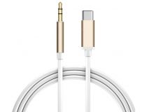 Greenconnect GCR-52325 Кабель аудио TypeC - AUX jack 3,5mm, ультрагибкий, белый, золотой