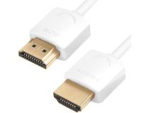 Greenconnect GCR-51482 Ультратонкий кабель HDMI2.0 для AppleTV, SLIM, 1.5m, белый, HDR 4:2:0, Ultra HD,4K 32/32 AWG