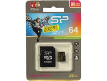 Silicon Power SP064GBSTXBU1V1GSP microSDXC Memory Card 64Gb UHS-I U1 Class10+ microSD-- SD Adapter