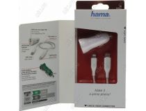 Hama 183297 Автомобильное зарядное уст-во USB (Вх.12-24V, Вых.5/9V, USB 3A, кабель Lightning)