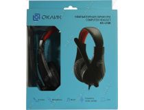 Наушники с микрофоном OKLICK HS-L100 Black-Red (шнур 2м, с регулятором громкости) 359485 