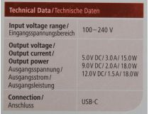 Hama 183284 Зарядное устройство USB-C (Вх.AC100-240V, Вых.DC5/9/12V, 18W, USB-C)