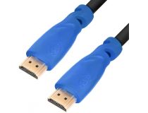 Greenconnect GCR-HM331-0.3m Кабель 0.3m HDMI версия 2.0, тройной экран, черный, синие коннекторы,