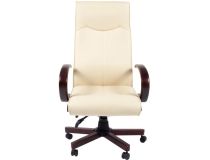 7023222 Офисное кресло Chairman 411 бежевое экопремиум, с деревянными элементами N