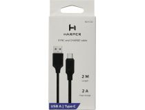 HARPER BCH-722 Black Кабель USB2.0 AM-- USB-C 2м