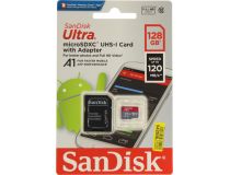 SanDisk Ultra SDSQUA4-128G-GN6MA microSDXC Memory Card 128Gb UHS-I U1 A1 + microSD-- SD Adapter