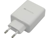 CANYON CNE-CHA08W Зарядное устройство USB (Вх. AC100-240V, Вых.DC5/9/12/15/20В,30W,2xUSB+USB-C)