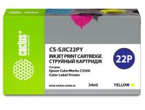 Картридж струйный Cactus CS-SJIC22PY желтый (34мл) для Epson ColorWorks C3500