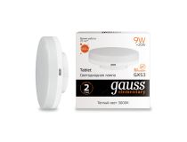 GAUSS 83819 Лампа светодиодная LED 9 Вт 660 Лм 3000К теплая GX53 таблетка Elementary Gauss (83819)
