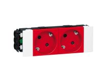 Legrand 77422 Mosaic Розетка DLP 2х2К+З нем. ст., с блокировкой, безвинтовые зажимы