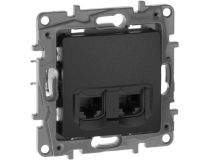 Legrand 672655 Двойная розетка RJ 45, категория 5е, UTP, Etika, антрацит