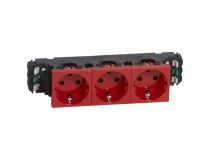 Legrand 77423 Mosaic Розетка DLP 3х2К+З нем. ст., с блокировкой, безвинтовые зажимы