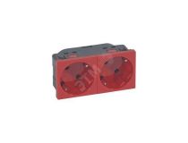 Legrand 77272 Mosaic Розетка 2х2К+З нем. ст. с отверстиями под 45°, красн.