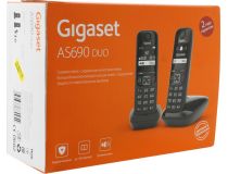 Р/телефон Gigaset AS690 DUO Black (2 трубки с ЖК диспл., База) стандарт-DECT