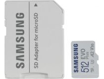 Samsung EVO Plus MB-MC512KA/RU/KR/APC microSDXC Memory Card 512GbClass10 UHS-I U3+ microSD-- SD Adapter