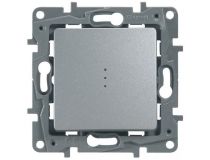 Legrand 672415 ETIKA Переключатель 1-клавишный с подсветкой, 10AX, авт. зажимы, алюминий
