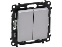 Legrand 752608 Valena LIFE Переключатель двухклавишный 10А 250В с лицевой панелью Безвинтовые зажимы Алюминий (752608)