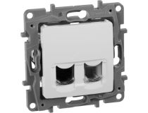 Legrand 672252 ETIKA Розетка телефонная+компьютерная RJ11+RJ45 категория 5 UTP белая (672252)