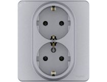 Legrand 673752 Розетка 2 x 2К+З немецкий стандарт 16 А 250 В~ INSPIRIA алюминий (673752)