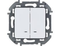 Legrand Inspiria 673630 Выключатель (2клав., внутр., без рамки, с подсветкой, белый)