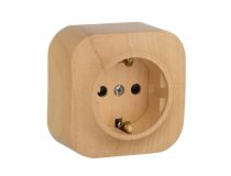 Legrand 782280 Quteo Розетка с заземлением со шторками дерево наружная (782280)