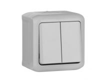 Legrand 782331 Quteo Переключатель двухклавишный наружный IP44 серый 10А (782331)