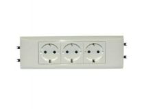 Legrand 077433 Mosaic-New Розетка на 3 модуля с заземлением с суппортом (077433)