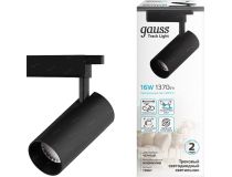 GAUSS TR067 Светильник трековый однофазный ДПО LED-16 Вт 1390 Лм 4000K IP20 черный 65х210 мм цилиндр угол 24 грд