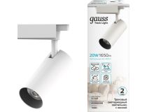 GAUSS TR083 Светильник трековый однофазный ДПО LED-20 Вт 1760 Лм 4000K IP20 белый 65х206 мм цилиндр линза 36 грд