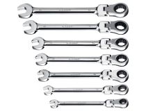 Зубр 27101-H7 Набор комбинированных гаечных ключей трещоточных шарнирных 7 шт, 8 - 19 мм, ЗУБР