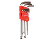 Зубр 27461-2_z02 Набор ЗУБР Ключи МАСТЕР имбусовые длинные с шар, Cr-V, сат. покр, пласт. держ, HEX 1,5-10мм,9 пр